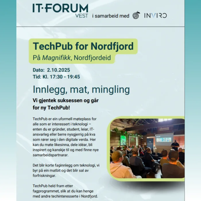  Bilete som er relevant for 'TechPub for Nordfjord'.
