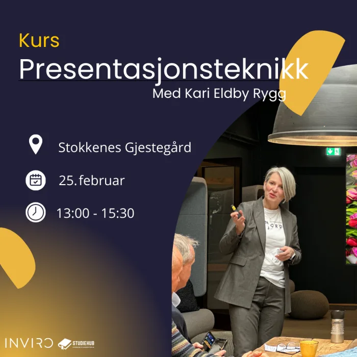  Bilete som er relevant for 'Kurs i presentasjonsteknikk'.