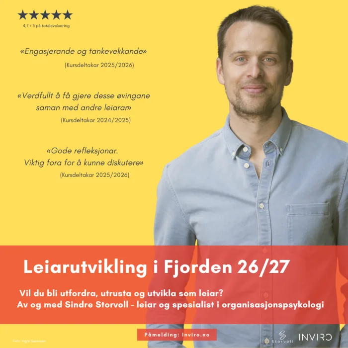  Bilete som er relevant for 'Leiarutvikling i fjorden 2026/2027 - Datoar er satt og påmelding opna'.