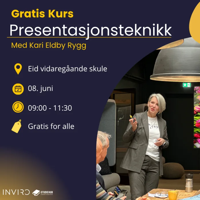  Bilete som er relevant for 'Kurs i presentasjonsteknikk - Gratis kurs - opent for alle.'.